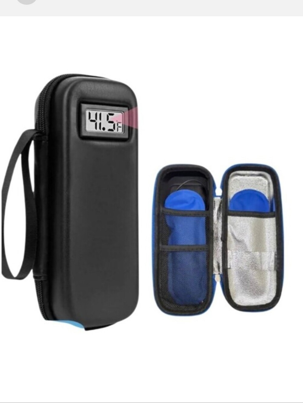 Black Travel Electronics Case with Built-In Thermometer